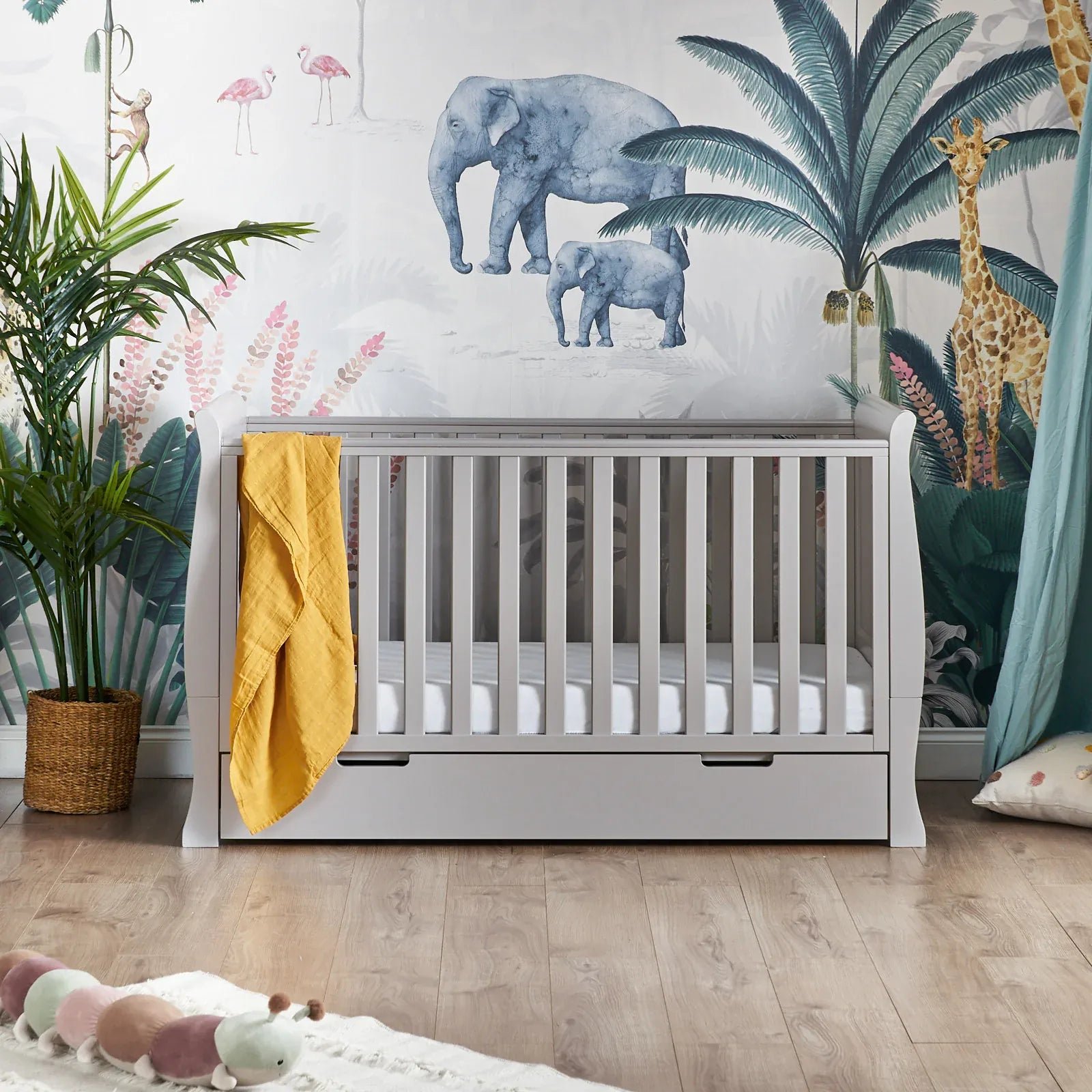 Obaby_Stamford_Classic_Cot_Bed_-_Warm_Grey Obaby Stamford Classic Sleigh Cot Bed - Warm Grey - Image 1