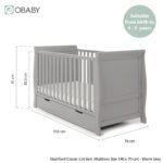 Obaby Stamford Classic Sleigh Cot Bed - Warm Grey - Image 4