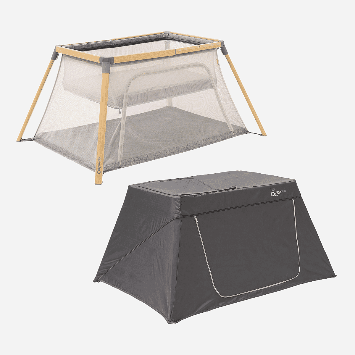 tutti-bambini-bedside-tutti-bambini-cozee-go-day-night-bundle-oak-charcoal-5060145959354-32886890627208 Tutti Bambini CoZee Go Day & Night Bundle - Oak/Charcoal - Image 1
