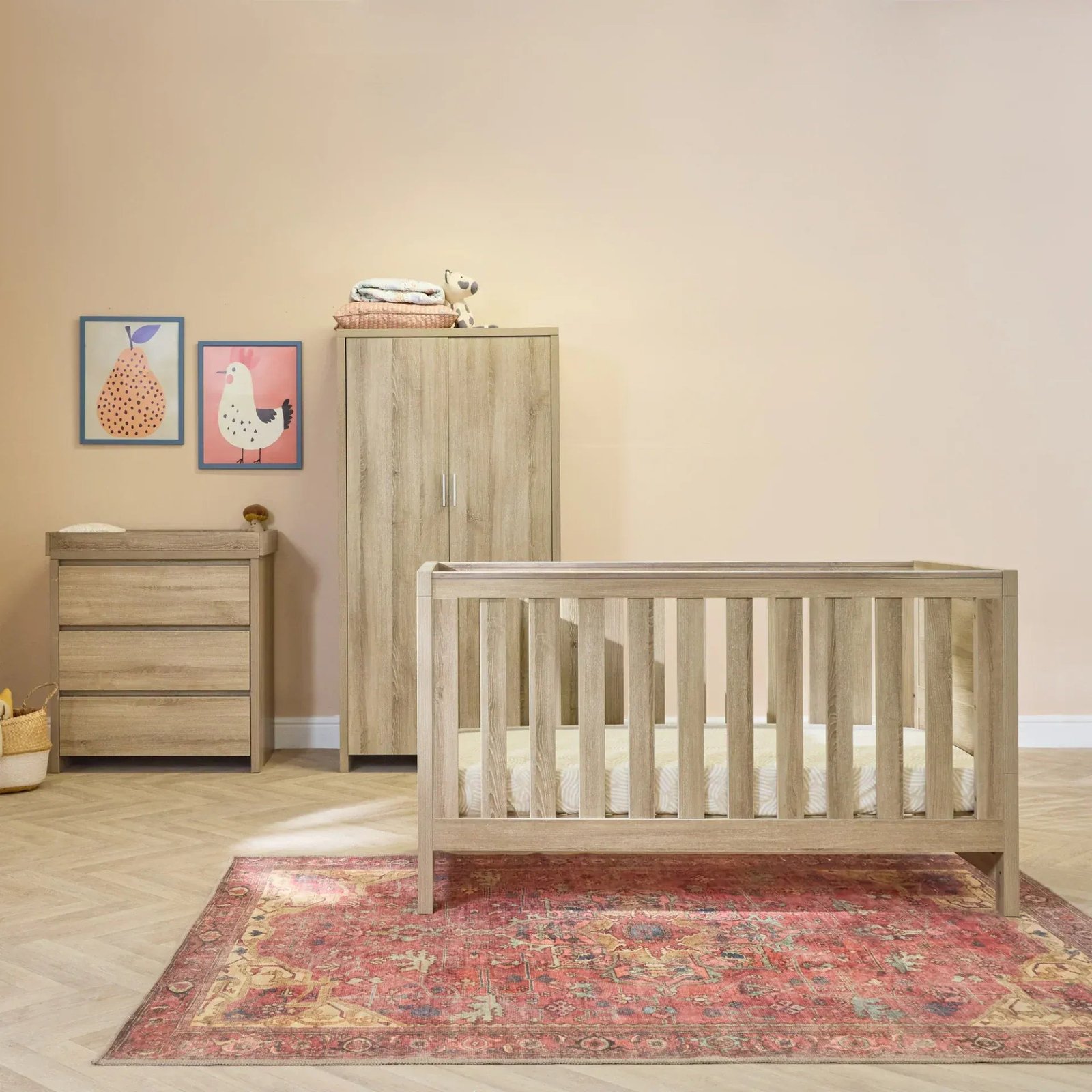 tutti-bambini-nursery-furniture-tutti-bambini-modena-4-piece-room-set-cot-bed-changer-wardrobe-oak-tutti-bambini-modena-4-piece-room-set-cot-bed-changer-wardrobe-oak-1219602356 Tutti Bambini Modena 4 Piece Room Set - Oak (Free mattress) - Image 1