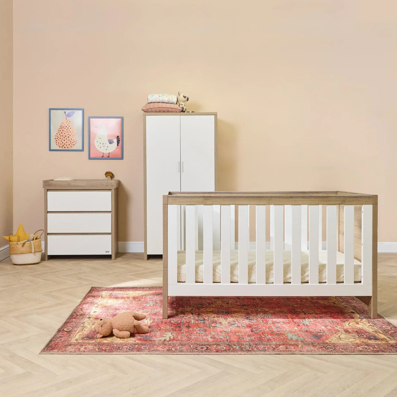 tutti-bambini-nursery-furniture-tutti-bambini-modena-4-piece-room-set-cot-bed-changer-wardrobe-white-oak-tutti-bambini-modena-4-piece-room-set-cot-bed-changer-wardrobe-white-oak-12196 Tutti Bambini Modena 4 Piece Room Set - White/Oak (Free mattress) - Image 1